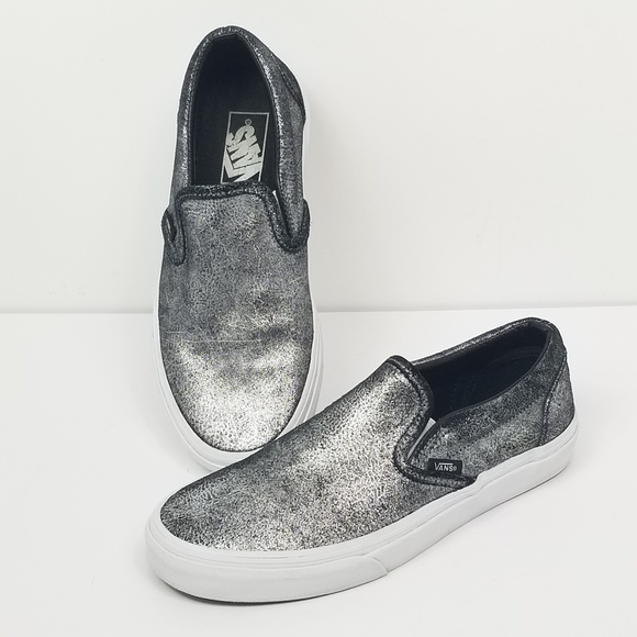 vans slip on metallic chex skate shoe